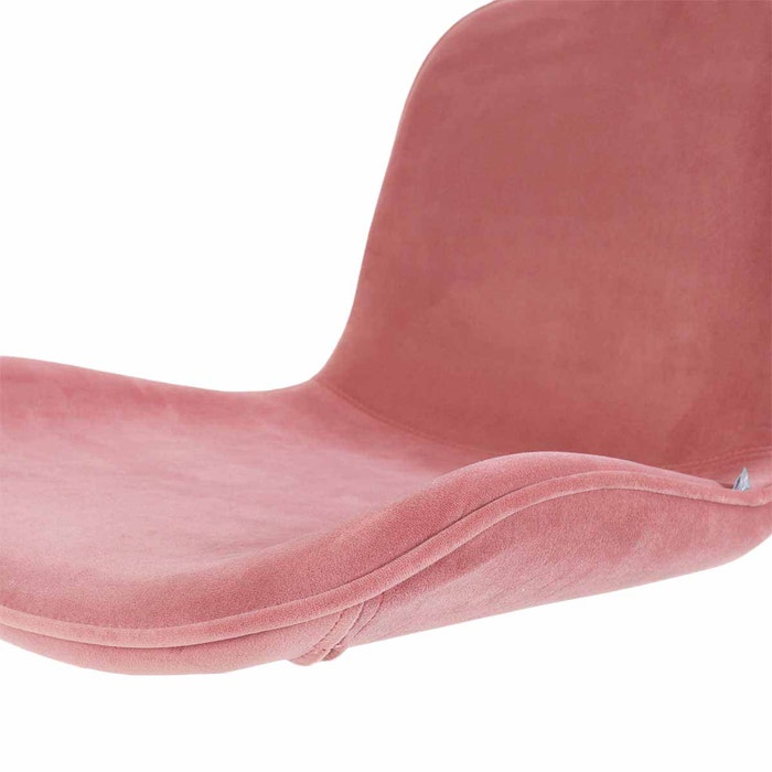Nino-Fé barkruk velvet roze - wit onderstel - 65 cm - fluwelen - keuken - velours