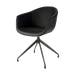 Nola draaibare leren eetkamerstoel zwart met armleuningen - zwart onderstel