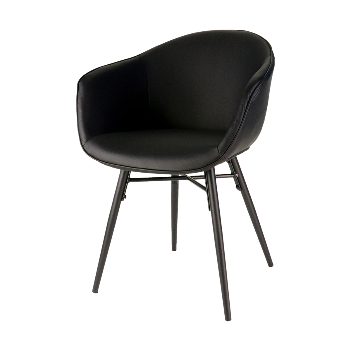 Nova leren eetkamerstoel zwart met armleuningen