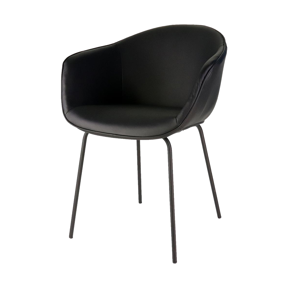 Nora leren eetkamerstoel zwart met armleuningen - zwart onderstel