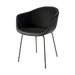 Nora leren eetkamerstoel zwart met armleuningen - zwart onderstel