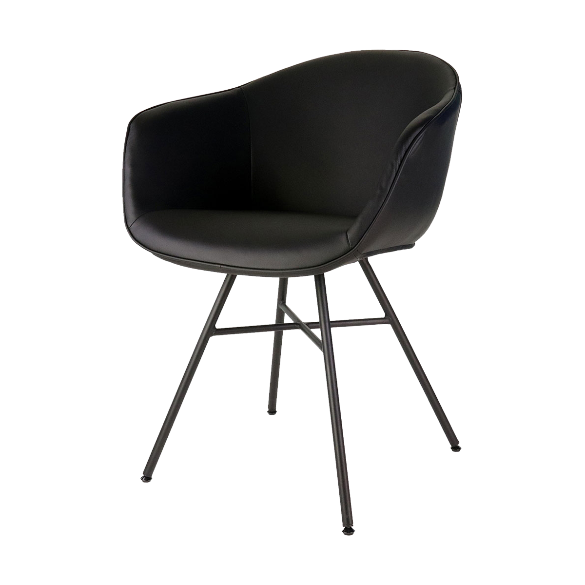 Noa leren eetkamerstoel zwart met armleuningen - zwart onderstel
