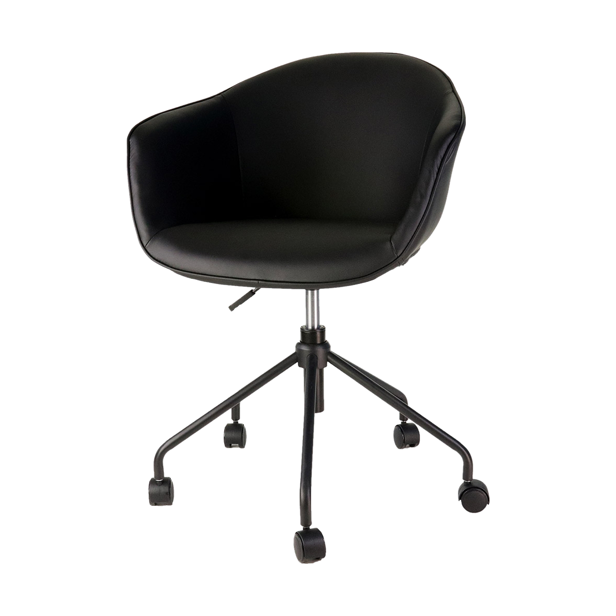 Nout leren bureaustoel zwart met armleuningen - zwart onderstel