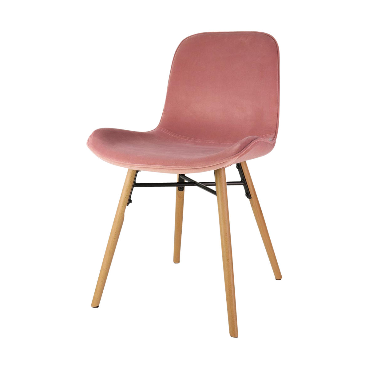 Nena-Fé eetkamerstoel velvet roze - houten onderstel