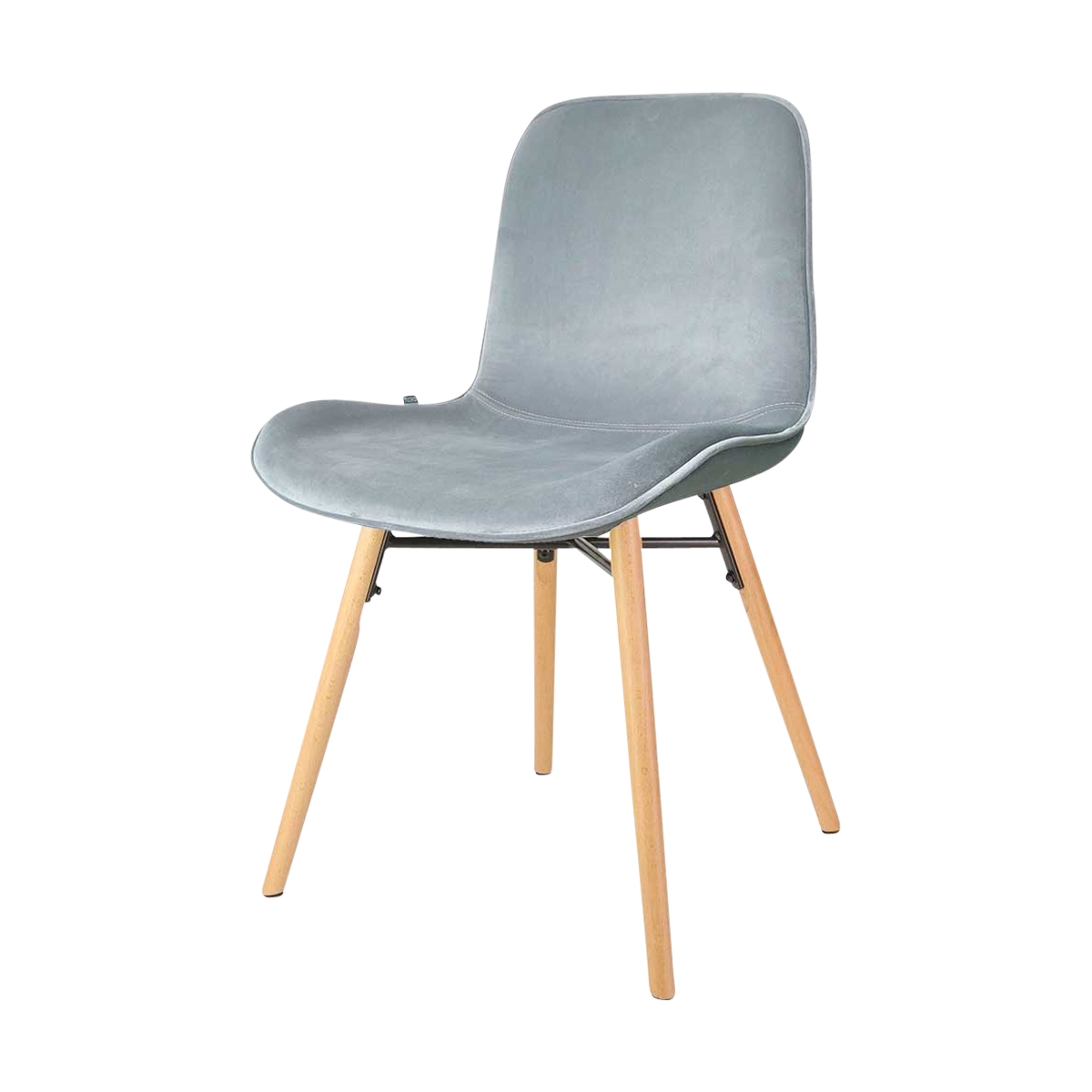 Nena-Fé eetkamerstoel velvet blauw - houten onderstel