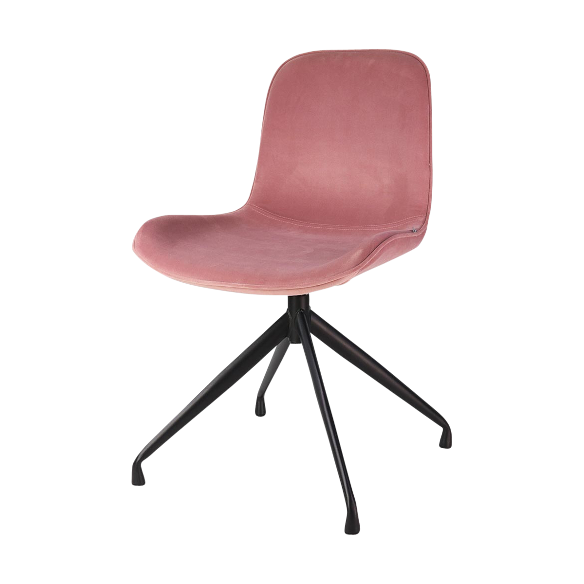 Nola-Fé draaibare eetkamerstoel velvet roze - zwart onderstel - set van 2