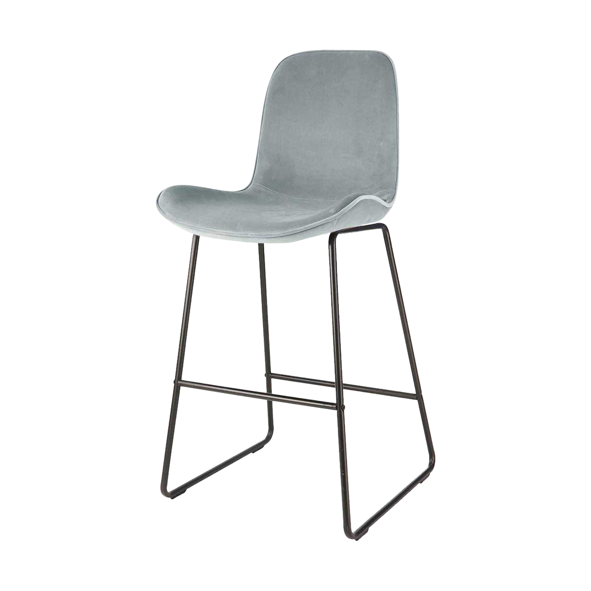 Nino-Fé barkruk velvet blauw - zwart onderstel - 65 cm