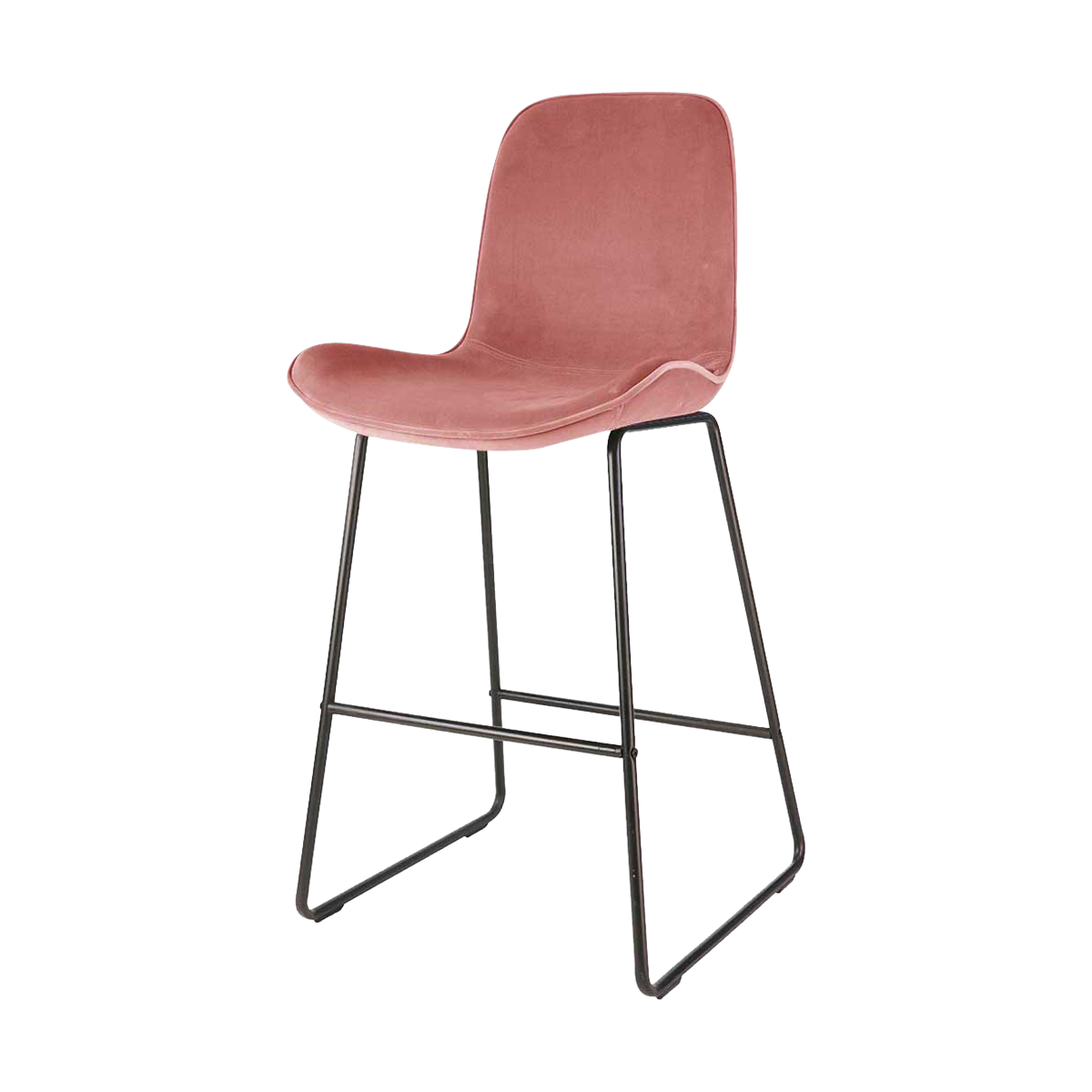 Nino-Fé barkruk velvet roze - zwart onderstel - 65 cm