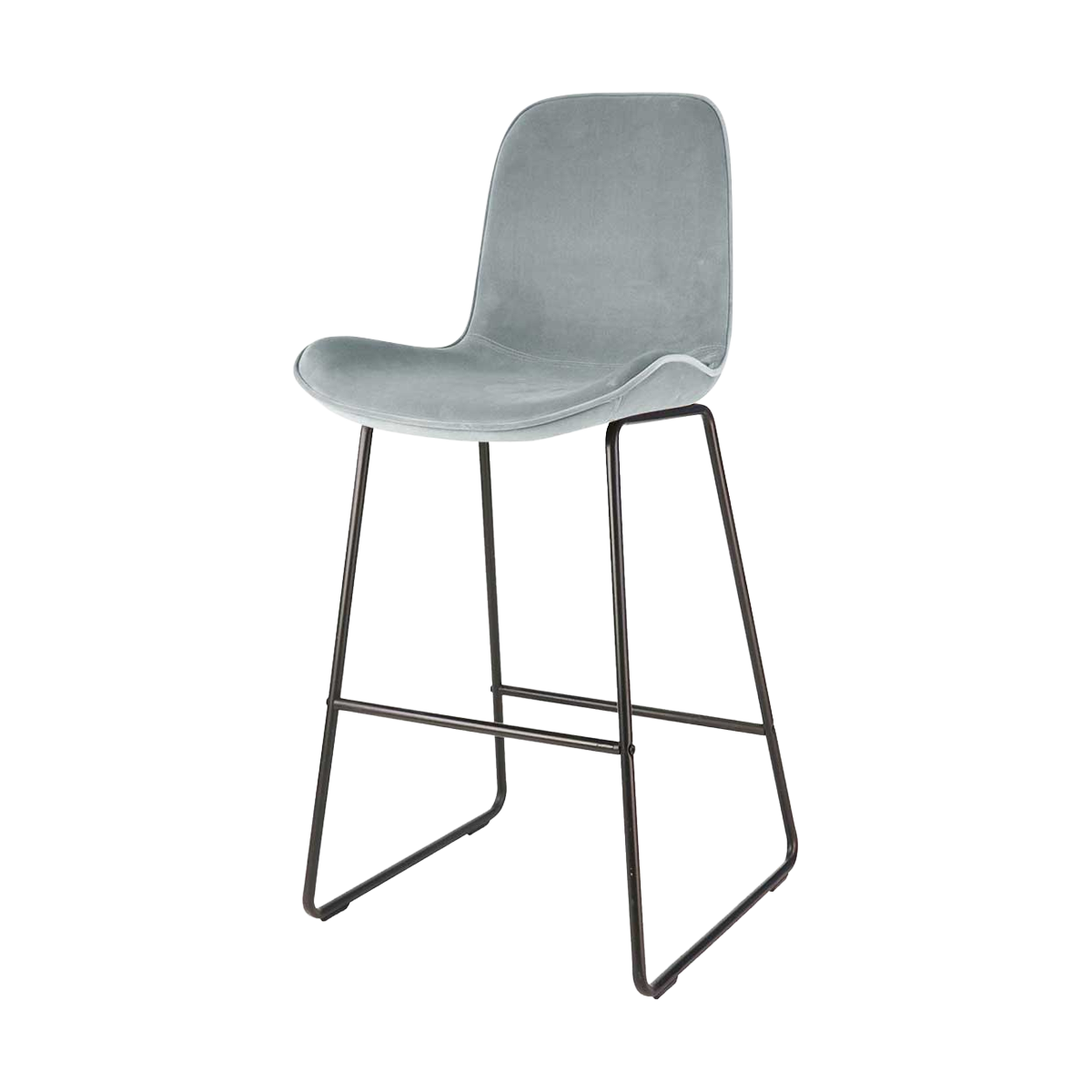 Nino-Fé barkruk velvet blauw - zwart onderstel - 75 cm