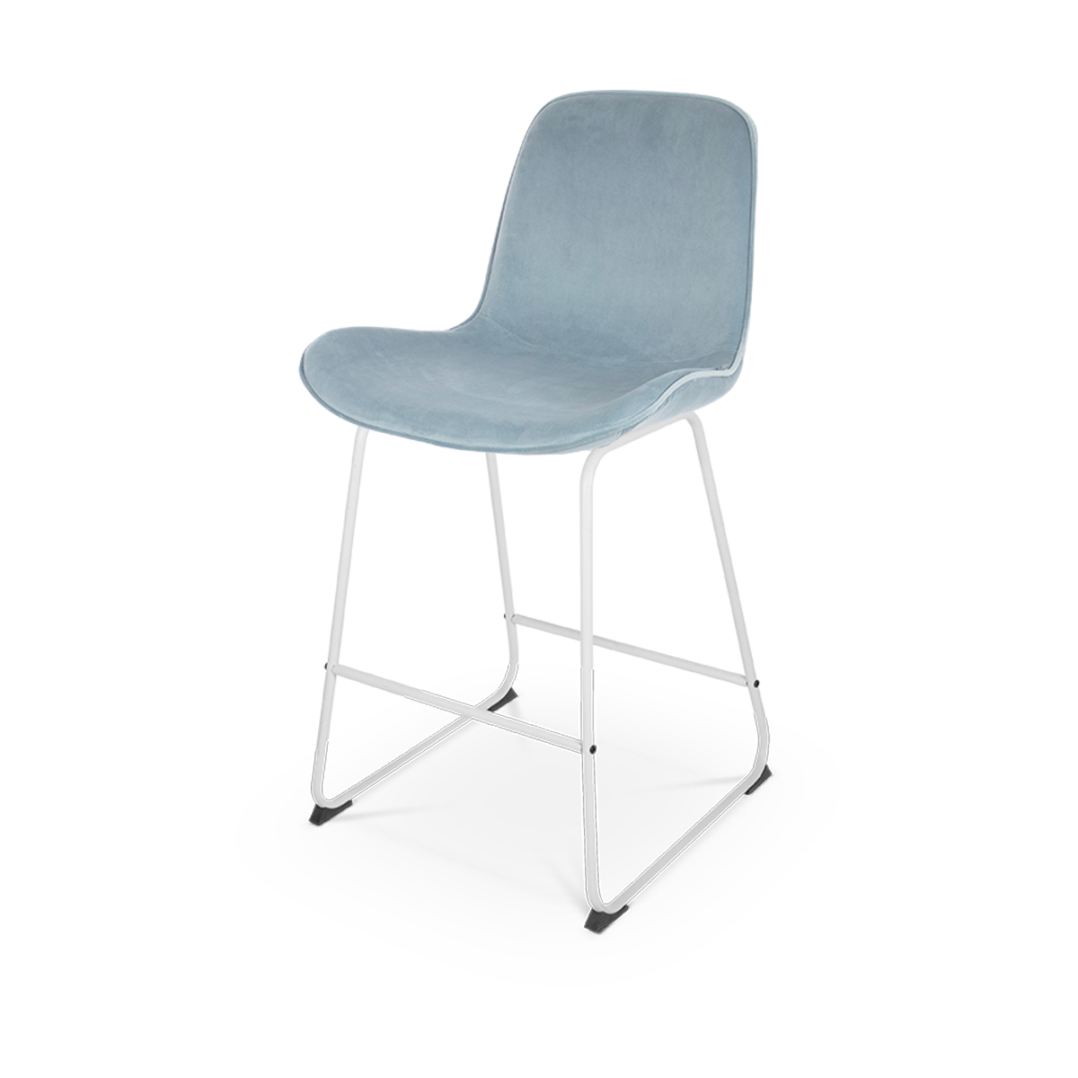 Nino-Fé barkruk velvet blauw - wit onderstel - 65 cm