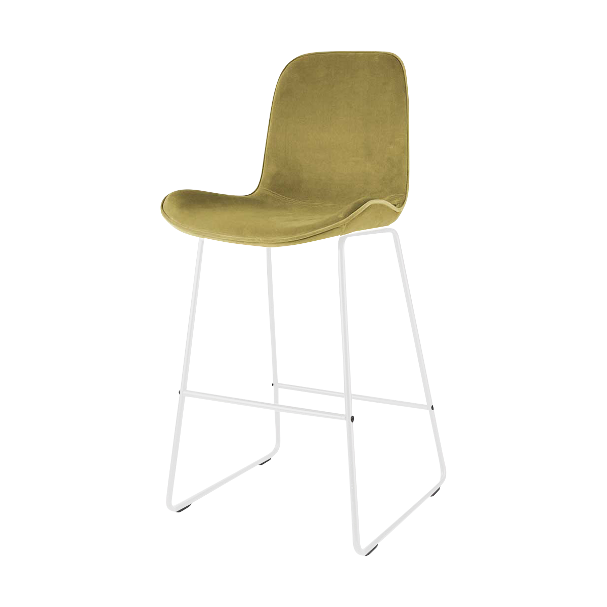 Nino-Fé barkruk velvet olijf groen - wit onderstel - 65 cm