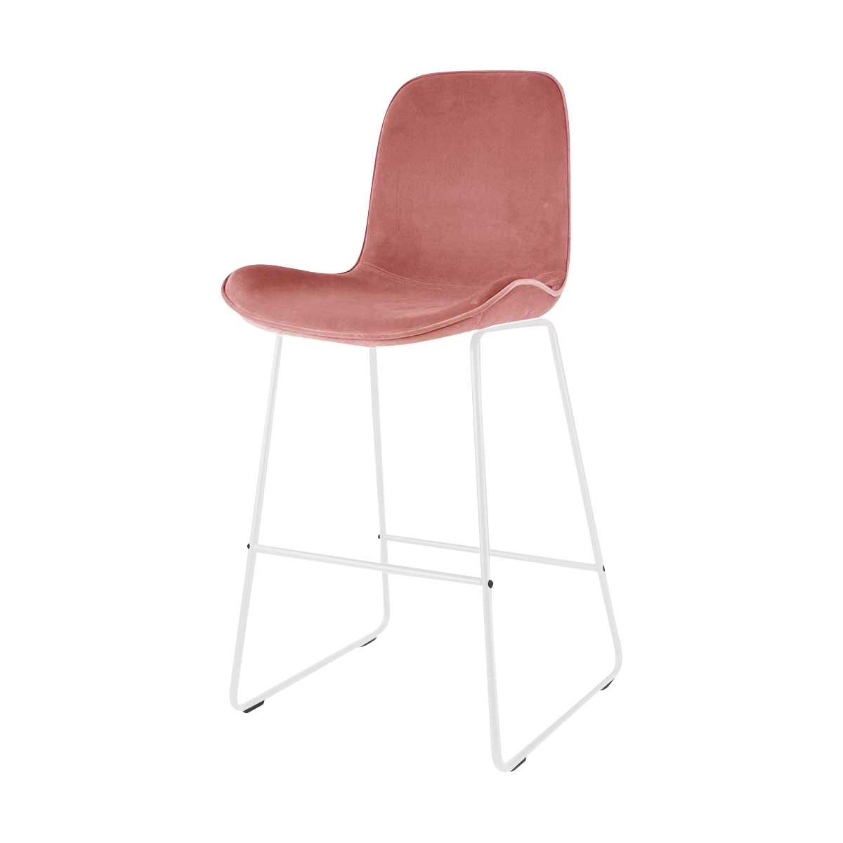 Nino-Fé barkruk velvet roze - wit onderstel - 65 cm