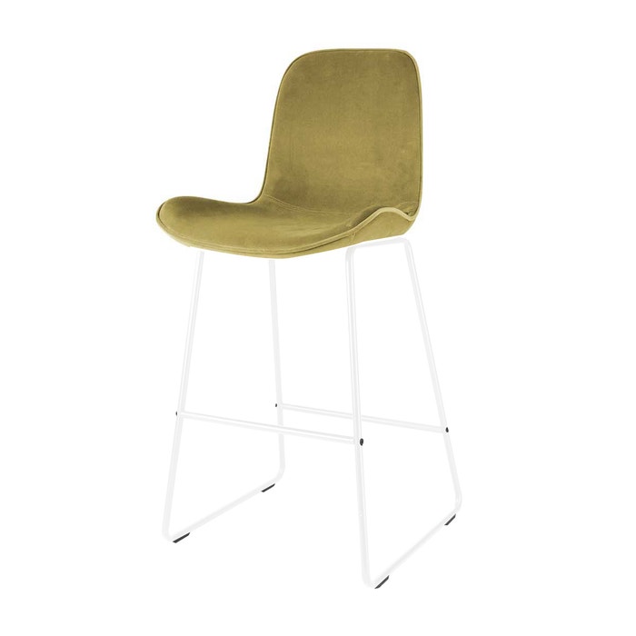 Nino-Fé barkruk velvet olijf groen - wit onderstel - 65 cm 