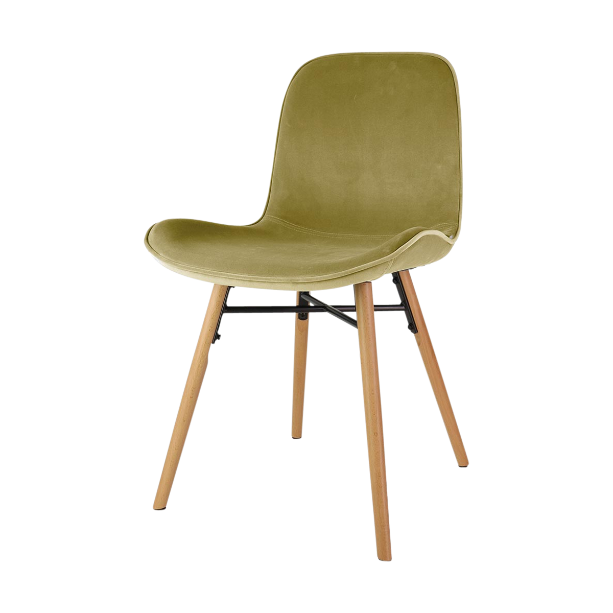 Nena-Fé eetkamerstoel velvet olijf groen - houten onderstel