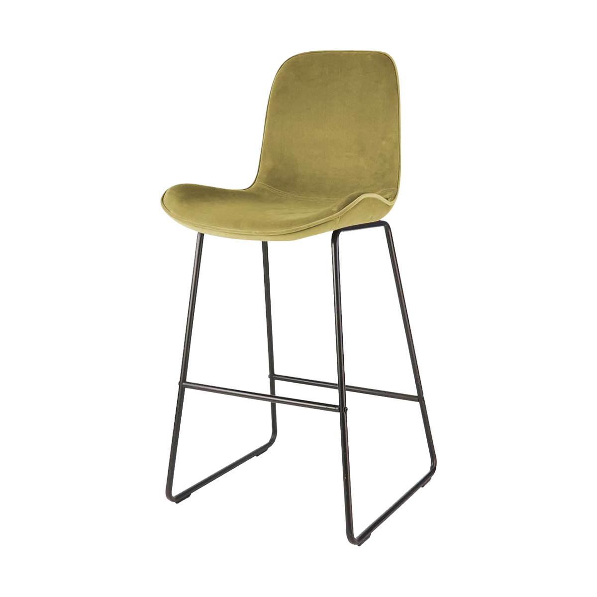 Nino-Fé barkruk velvet olijf groen - zwart onderstel - 75 cm