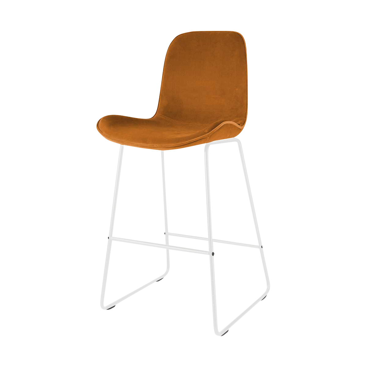 Nino-Fé barkruk velvet oker brons - wit onderstel - 65 cm
