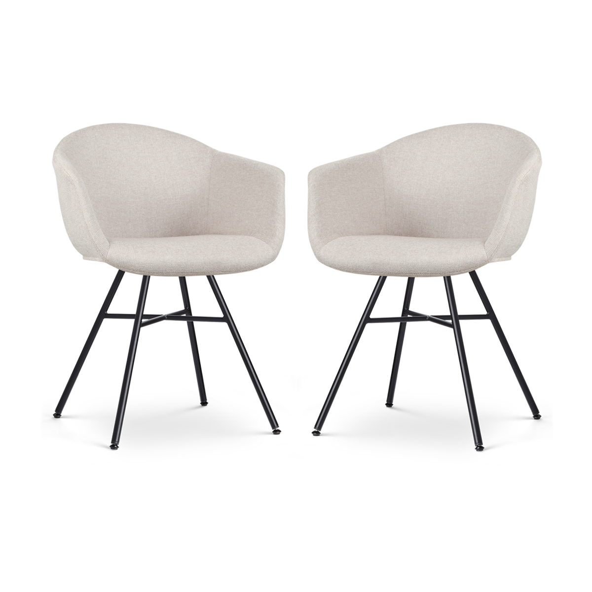 Noa-Otis eetkamerstoel beige - zwart onderstel - set van 2