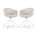 Nola-Otis draaibare eetkamerstoel beige - wit onderstel - set van 2