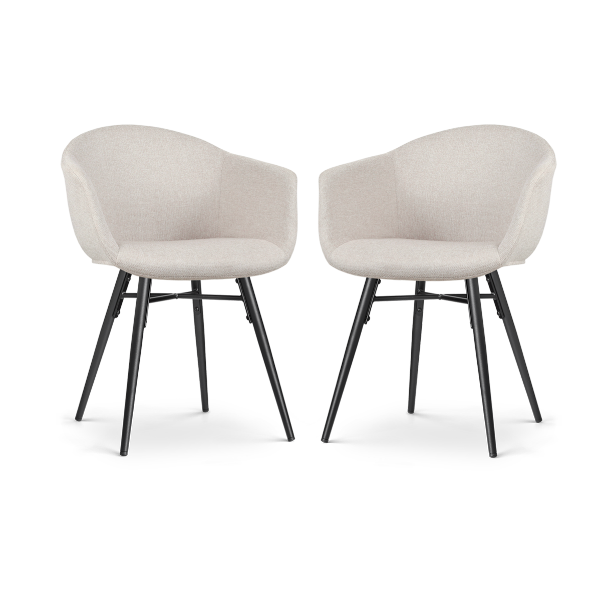 Nova-Otis eetkamerstoel beige - zwart onderstel - set van 2