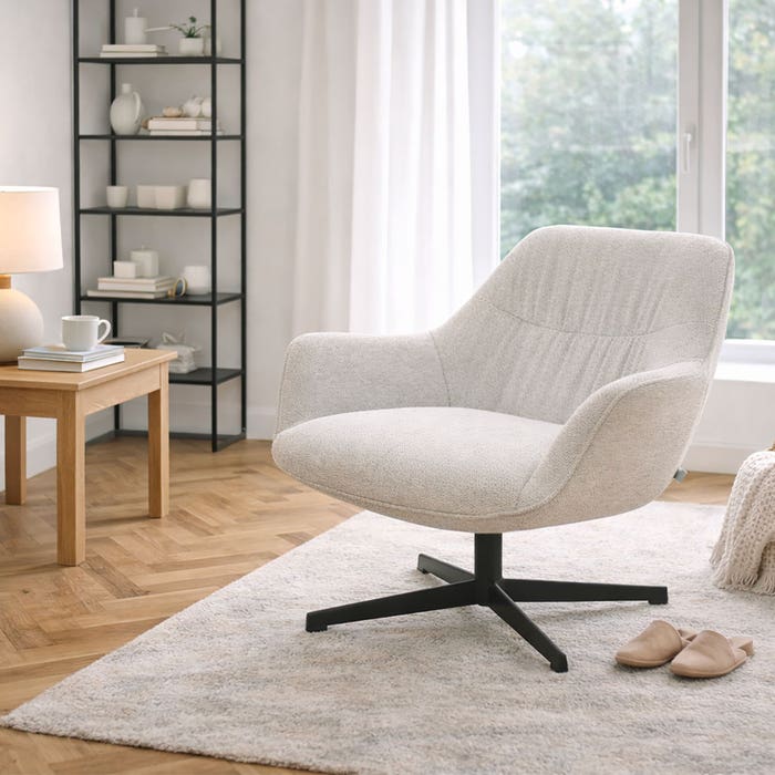 japandi draaibare fauteuil beige melange Jilou