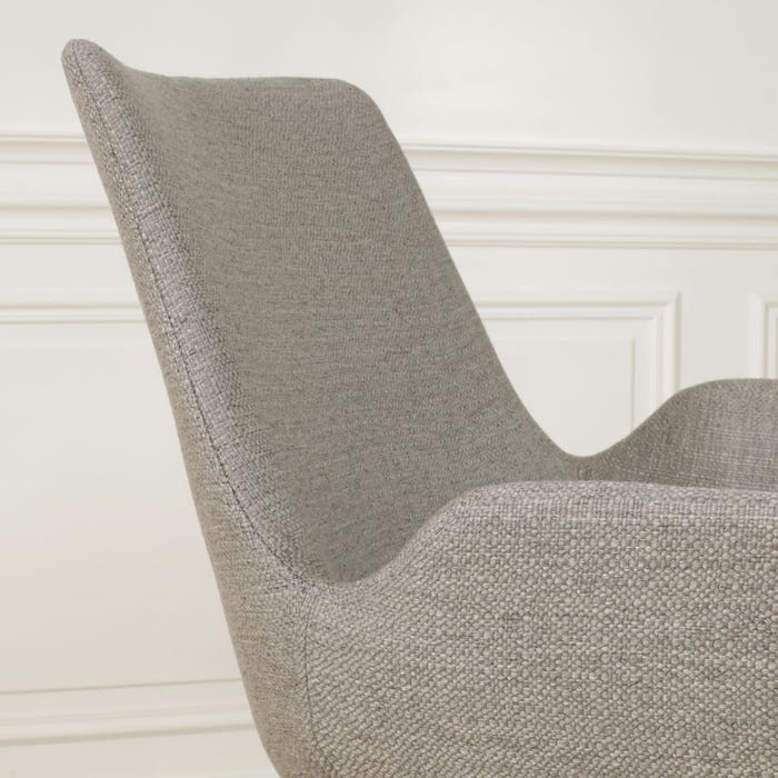 detail zitting van Nola-Eef draaibare eetkamerstoel warm grijs - wit onderstel