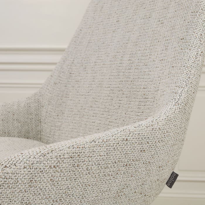 elegante eetkamerstoel beige gemêleerd - walnoot houten onderstel