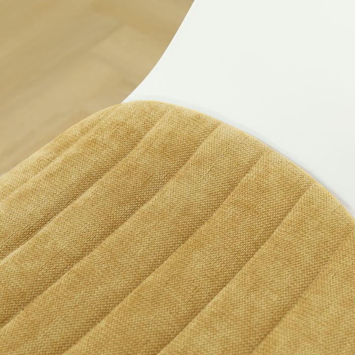 detail van de  warm oker zitkussen kunststof wit wit onderstel  - noa-liz