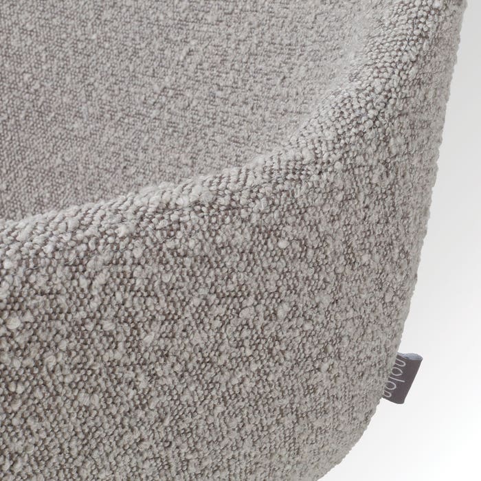 design draaibare bruine eetkamerstoel bouclé taupe - zwart onderstel Nola-Mae