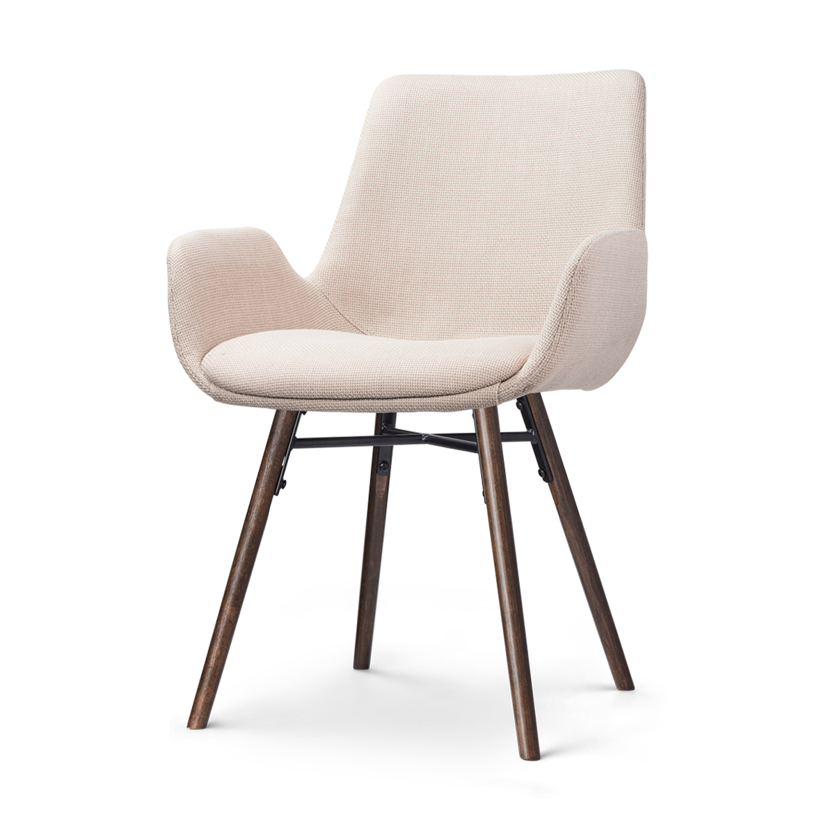 Nena-Eef eetkamerstoel beige - walnoot houten onderstel