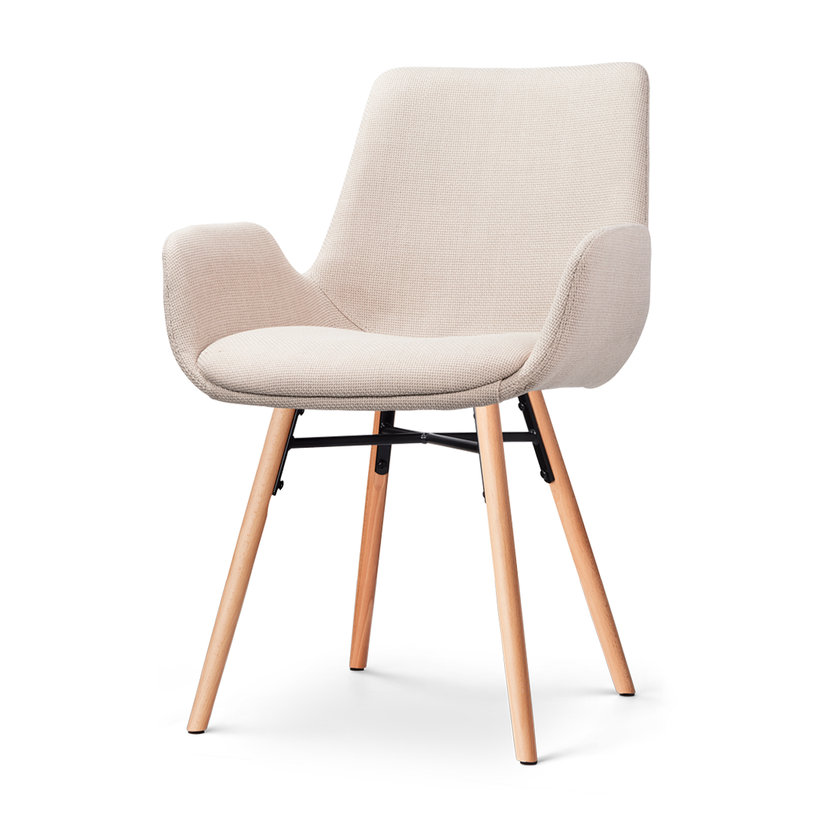 Nena-Eef eetkamerstoel beige - houten onderstel
