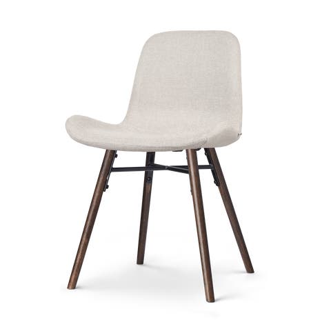 Nena-Fé eetkamerstoel beige - walnoot houten onderstel