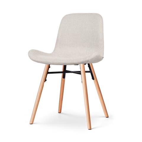 Nena-Fé eetkamerstoel beige - houten onderstel