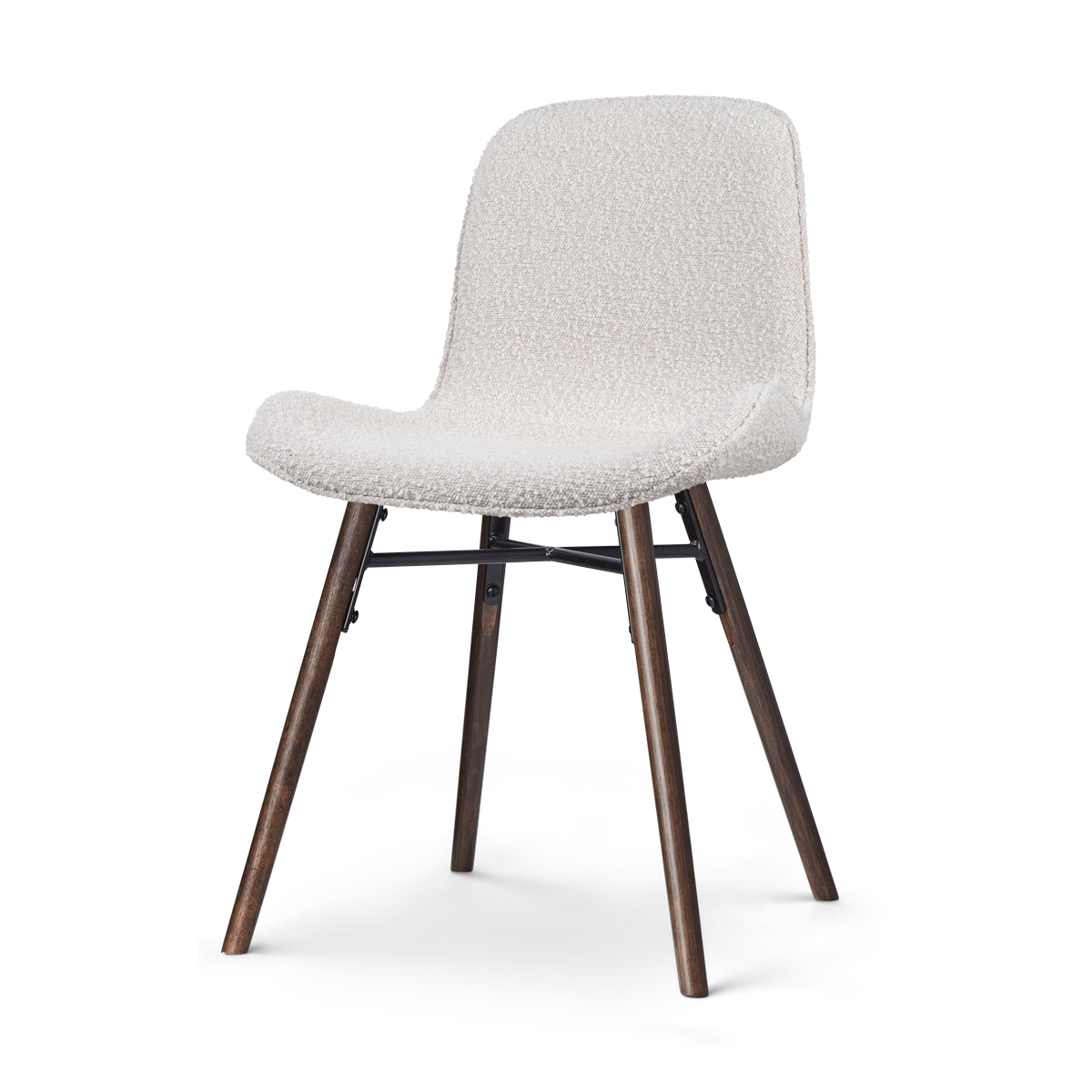 Nena-Fé eetkamerstoel bouclé beige - walnoot houten onderstel