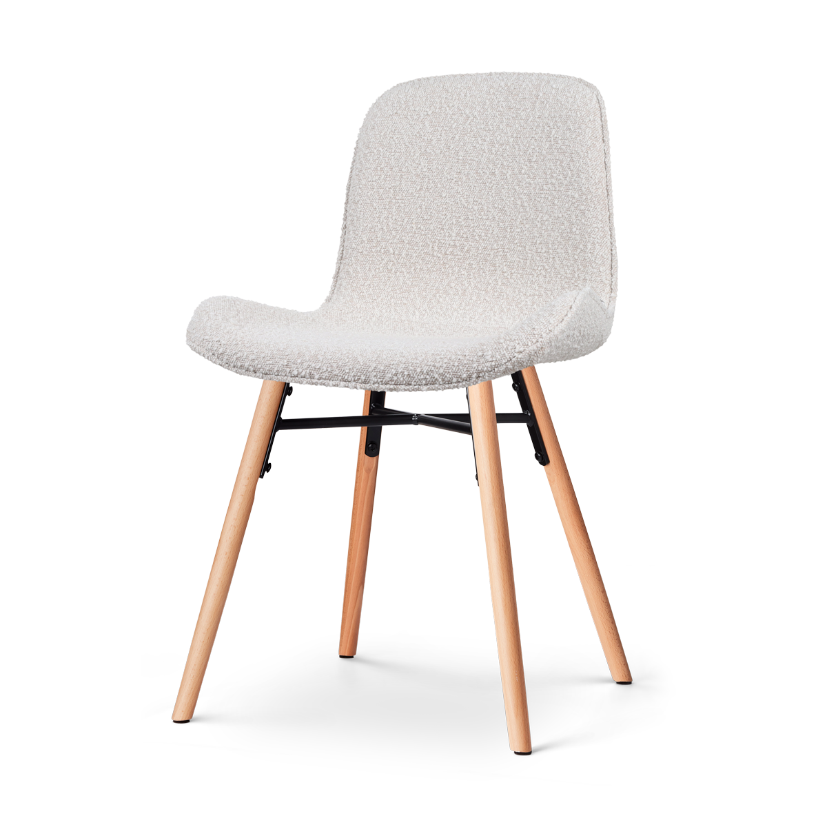 Nena-Fé eetkamerstoel bouclé beige - houten onderstel