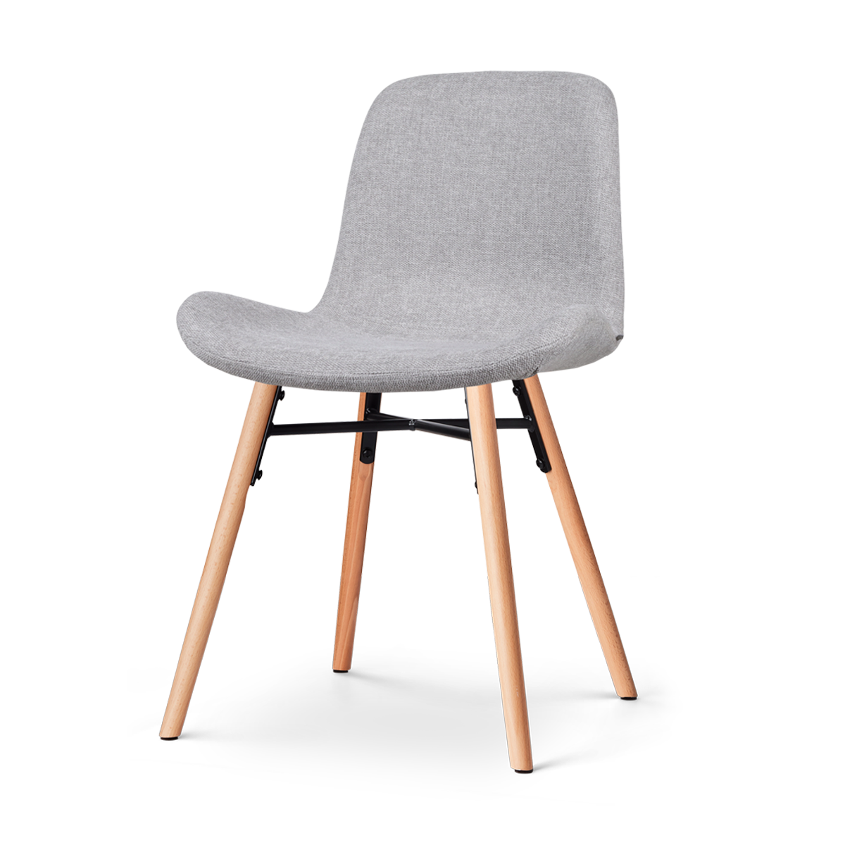 Nena-Fé eetkamerstoel lichtgrijs - houten onderstel