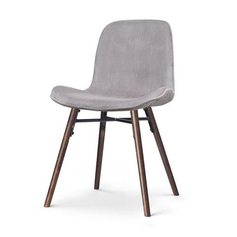 Nena-Fé eetkamerstoel rib warm grijs - walnoot houten onderstel