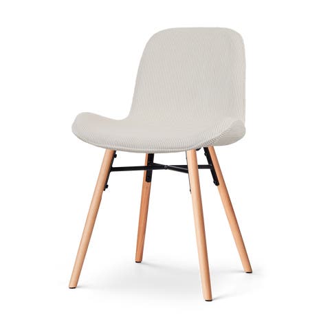 Nena-Fé eetkamerstoel rib creme - houten onderstel