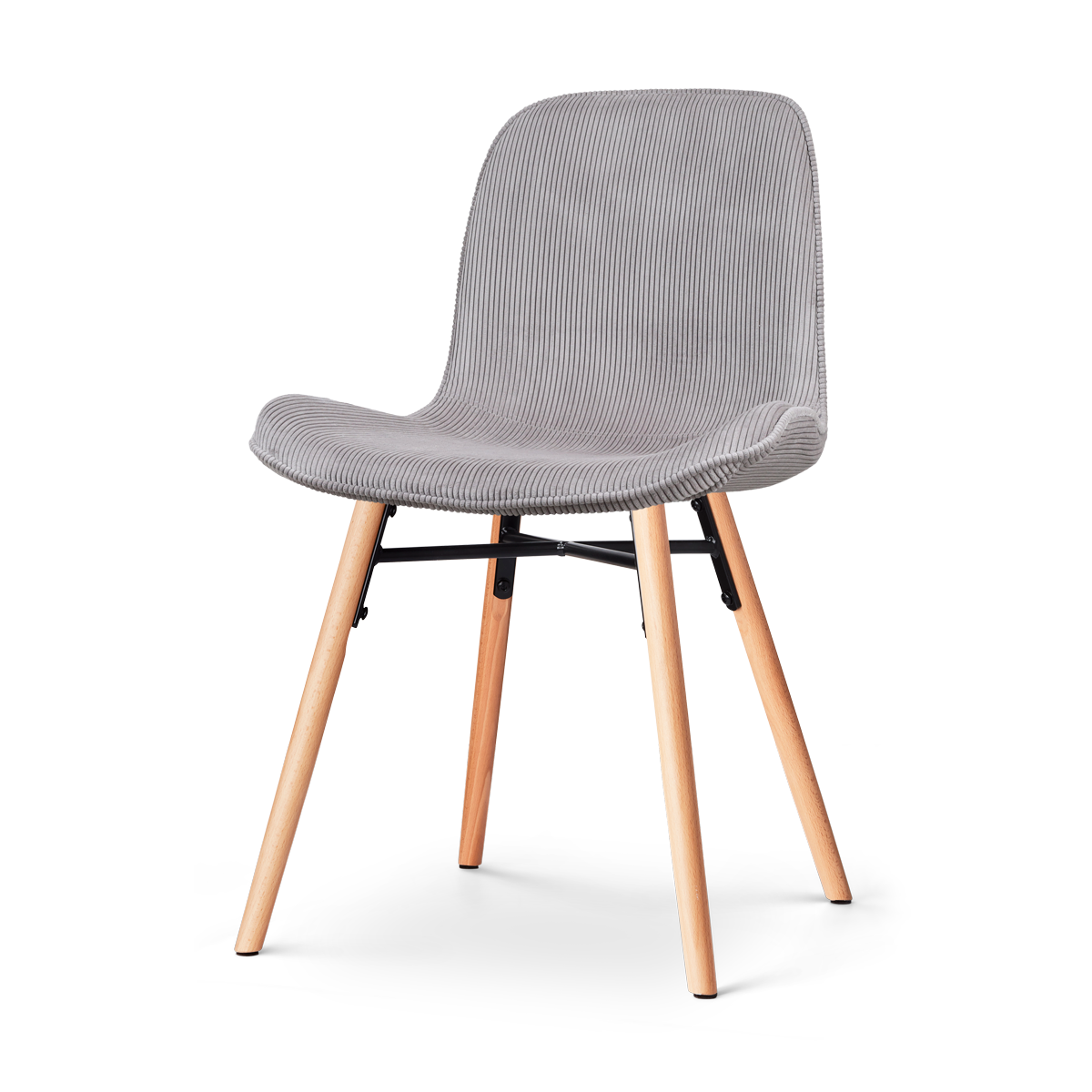 Nena-Fé eetkamerstoel rib warm grijs - houten onderstel
