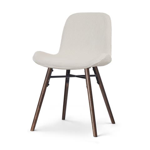 Nena-Fé eetkamerstoel rib creme - walnoot houten onderstel