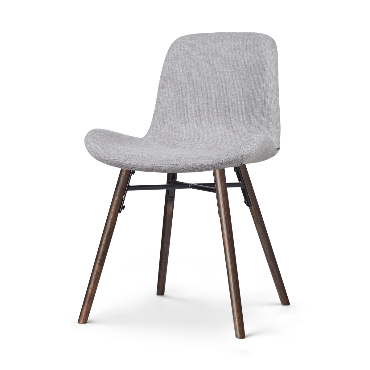 Nena-Fé eetkamerstoel lichtgrijs - walnoot houten onderstel