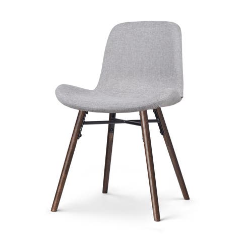 Nena-Fé eetkamerstoel lichtgrijs - walnoot houten onderstel