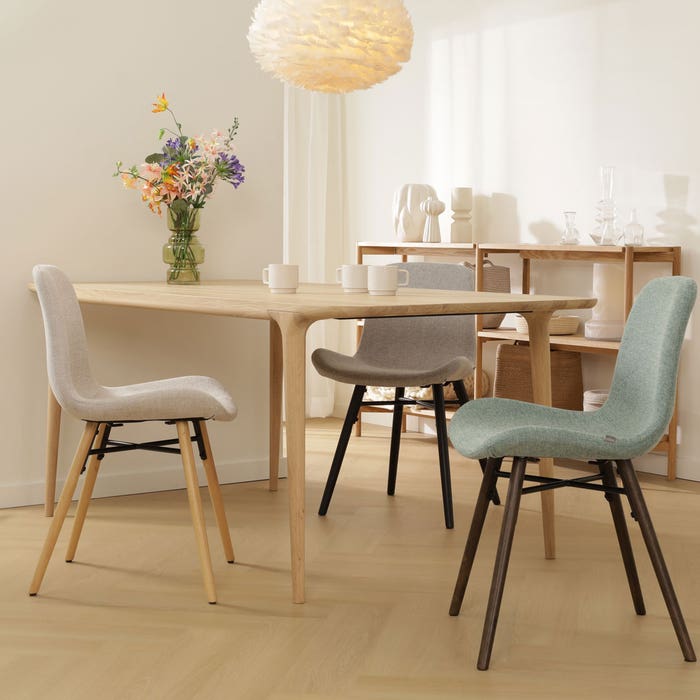 scandinavische eetkamerstoel velvet grijs - zwart houten onderstel Nena-Fé 