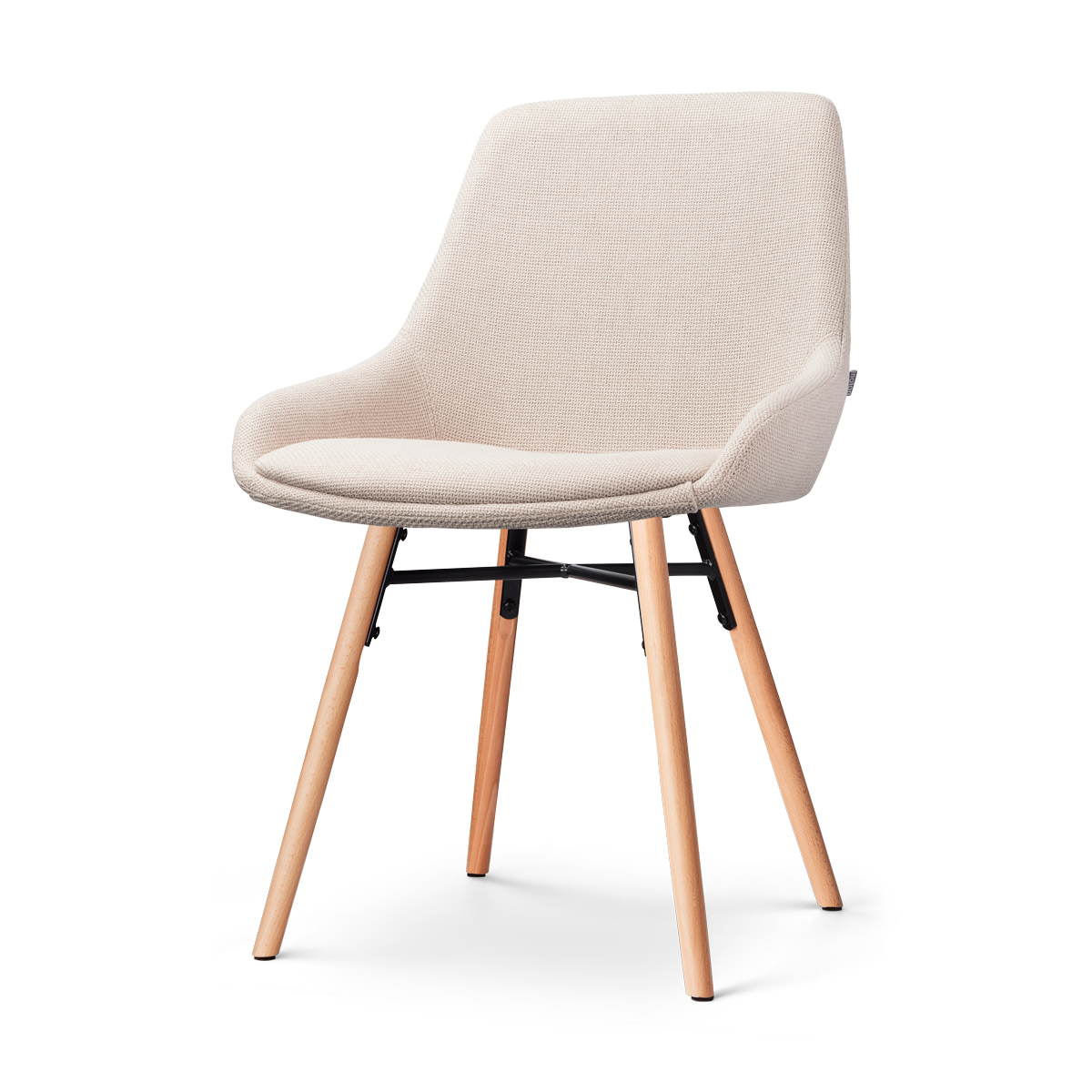 Nena-Isa eetkamerstoel beige - houten onderstel