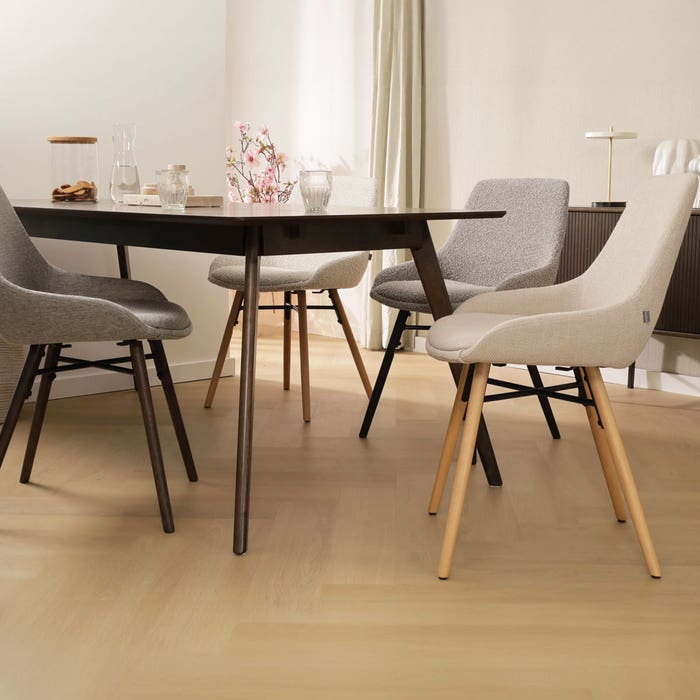 design eetkamerstoel warm grijs - houten onderstel Nena-Isa 