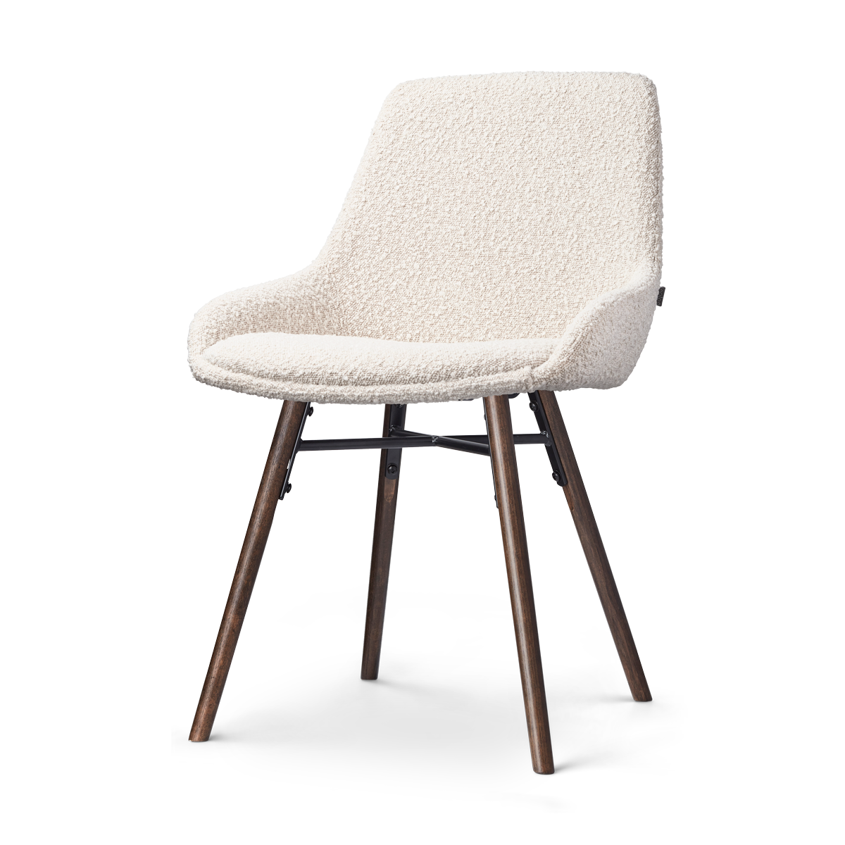 Nena-Isa eetkamerstoel bouclé beige - walnoot houten onderstel