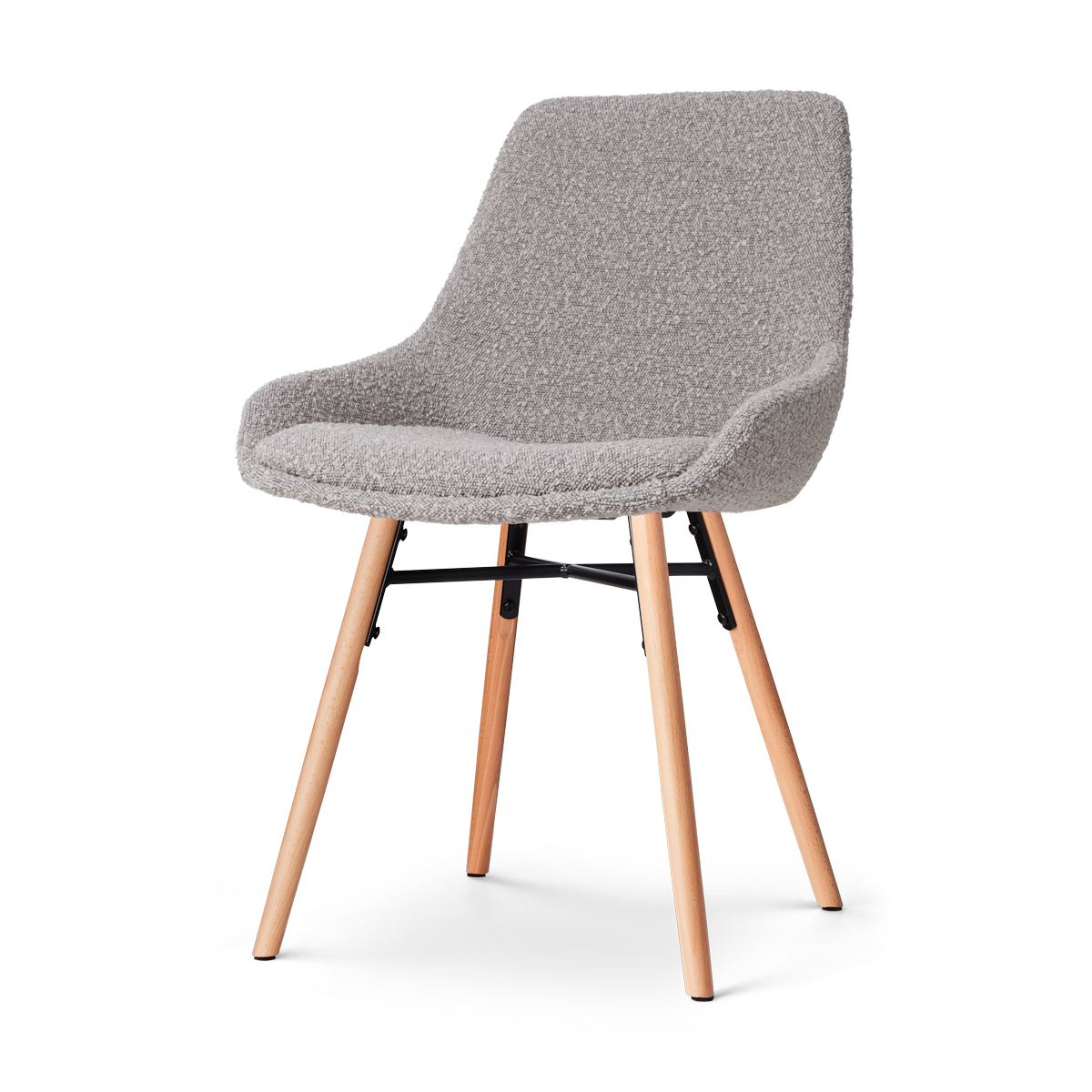 Nena-Isa eetkamerstoel bouclé taupe - houten onderstel