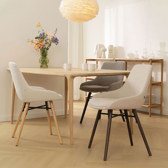design eetkamerstoel beige - houten onderstel Nena-Isa