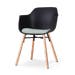 Nena-Liz eetkamerstoel zwart met zacht groen zitkussen - houten onderstel
