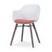 Nena-Liz eetkamerstoel wit met terracotta rood zitkussen - walnoot houten onderstel