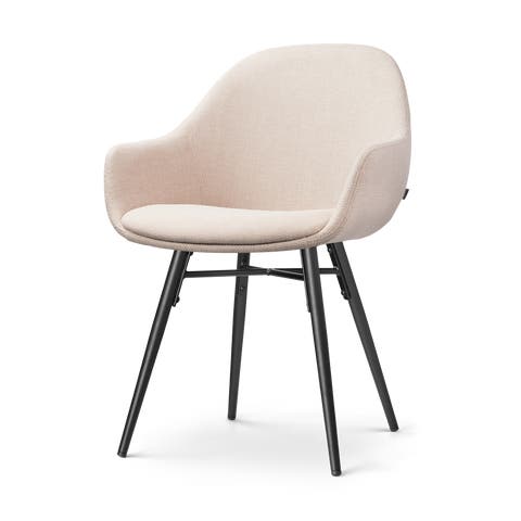 Nena-Mae eetkamerstoel beige - zwart houten onderstel